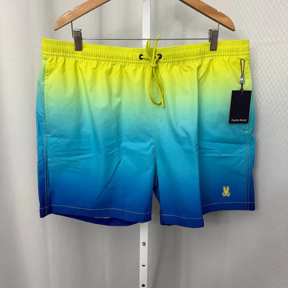Psycho Bunny Swim Trunks Mens 3XL XXXL Malta Ombre Hydrochromic Lined Blue